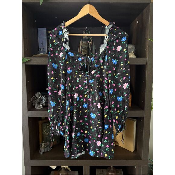 NWT For Love & Lemons Lexy Long Sleeve Black Floral Mini Size Small - Picture 4 of 9